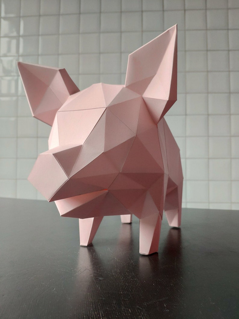 Papercraft Piggy Bank PDF Template DIY paper Low Poly Pig 3D | Etsy