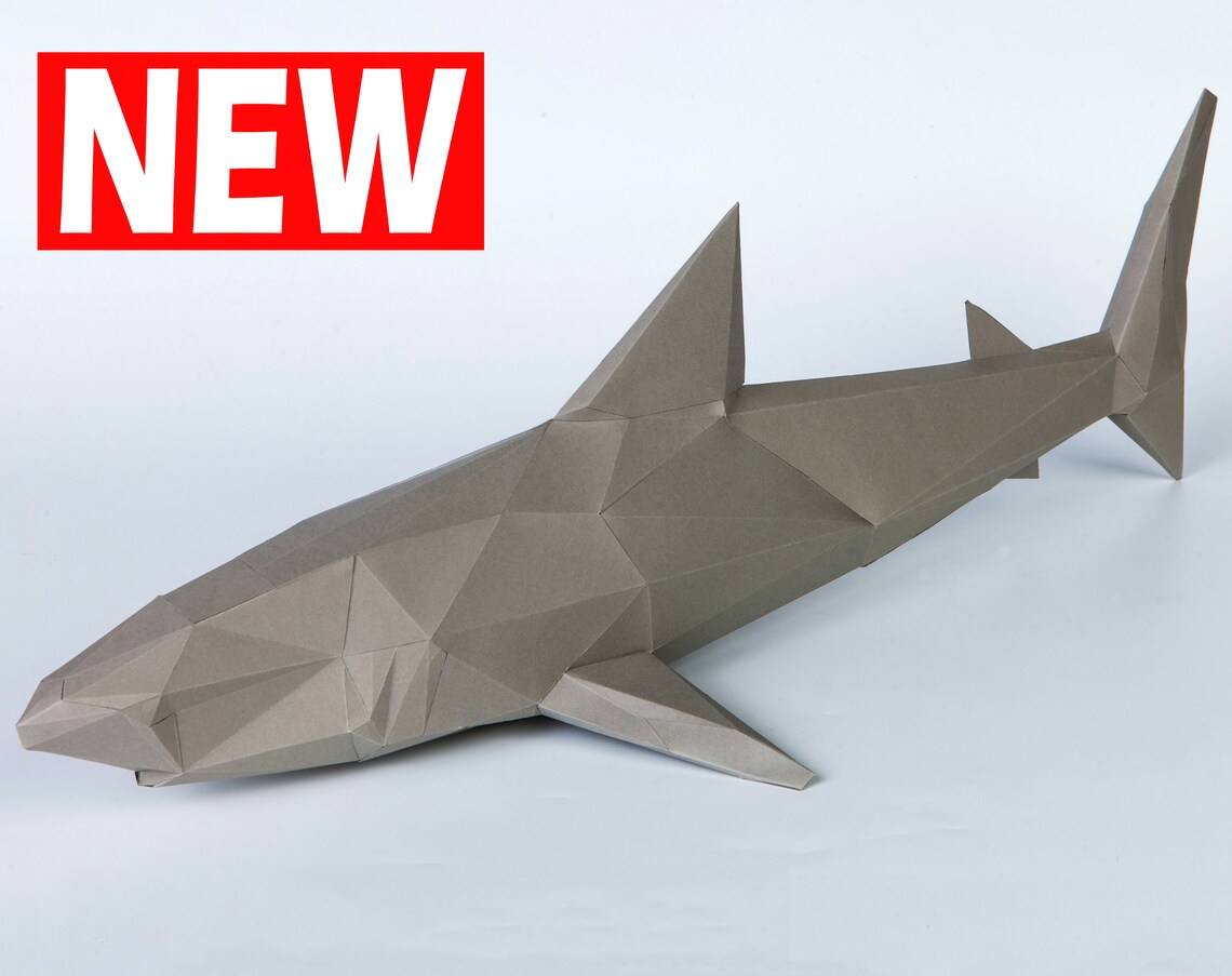 Papercraft Shark Figure PDF Template DIY Paper Low Poly Shark | Etsy