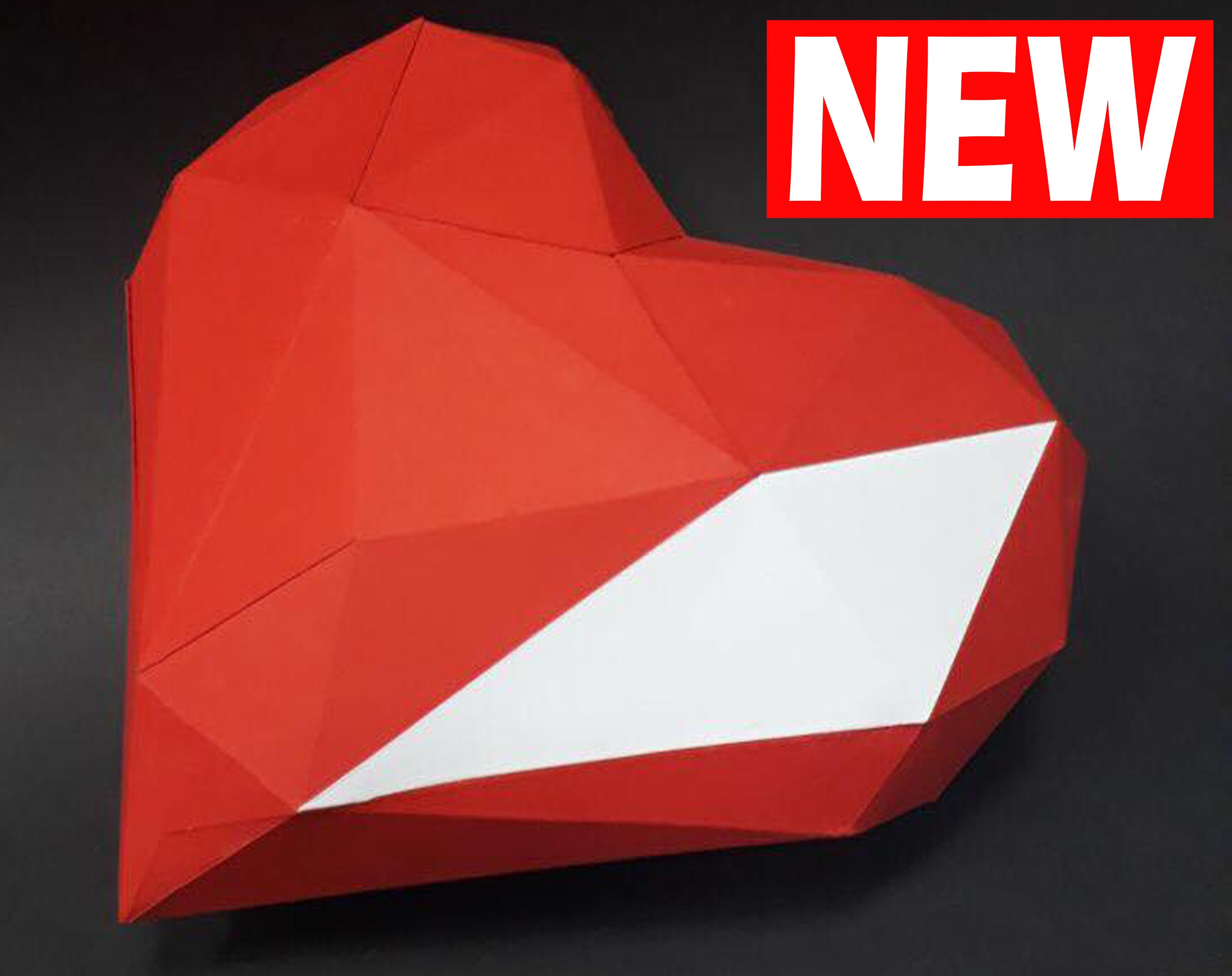Papercraft Heart Figure PDF Template DIY Paper Low Poly Heart Etsy