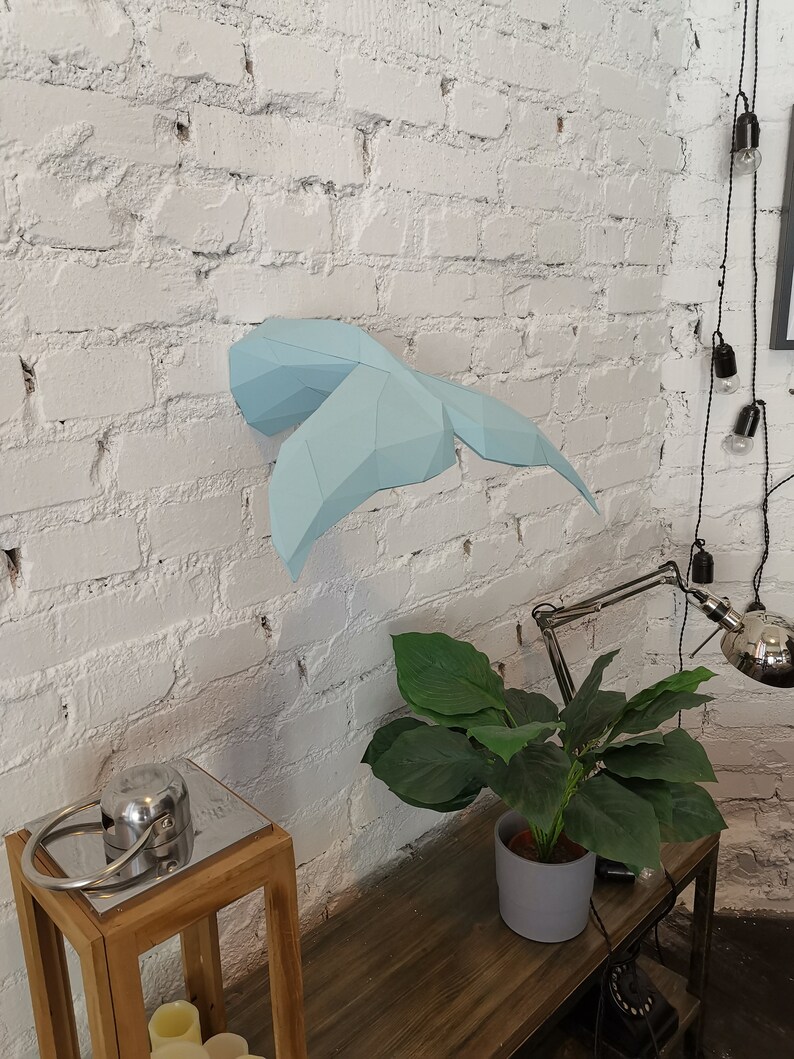 Papercraft Whale Tail PDF Template DIY paper Low Poly Whale Etsy