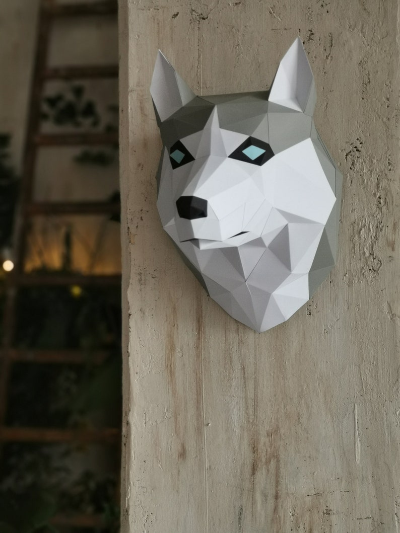 Papercraft Husky Dog PDF Template DIY paper Low Poly Husky | Etsy