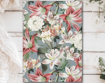 Romantic Lilies Floral Hardcover Journal (Matte laminated cover, 150 lined pages with perforations for easy removal)