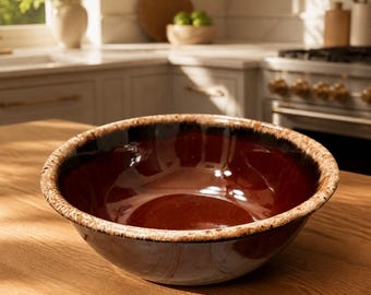 Vintage Hull Pottery Ceramic Brown Drip Glaze Oven Proof Bowl