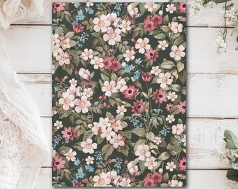English Garden Charm Floral Hardcover Journal (Matte laminated cover, 150 lined pages with perforations for easy removal)