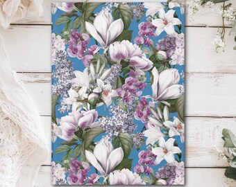 White Lilies Floral Hardcover Journal (Matte laminated cover, 150 lined pages with perforations for easy removal)
