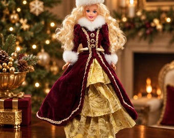Vintage 1996 Mattel Happy Holidays Barbie - Christmas Collector Doll (Includes adjustable stand)