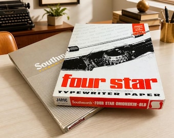 Vintage Southworth Four Star Onionskin (8.5 x 11) and Racerase (8.5 x 13) Typewriter Paper with Watermarks, Mid-Century Office Ephemera