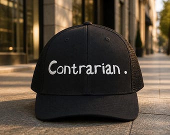 Contrarian Embroidered Snapback Trucker Cap, Funny Cap, Sarcastic Cap, Unisex Cap, Funny Dad Cap, Funny Unisex Cap, Fathers Day