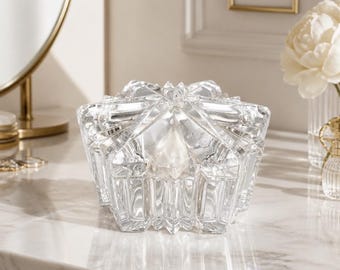 Vintage Mikasa Crystal Snowflake Trinket Box with Figural Lid