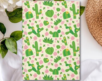 Cute Cactus Hardcover Journal (Matte laminated cover, 150 lined pages with perforations for easy removal)