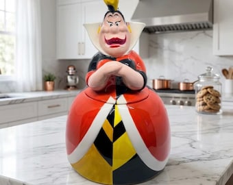 Vintage Disney Ceramic Hand-Painted Queen of Hearts Cookie Jar – Alice in Wonderland Collectible