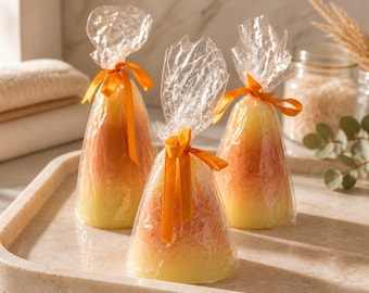 Vintage Wax Candy Corn Candles in Original Cellophane Packaging (Set of 3)