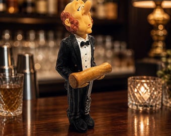 Vintage James the Butler Resin Corkscrew – Retro 1980s Kitsch Barware