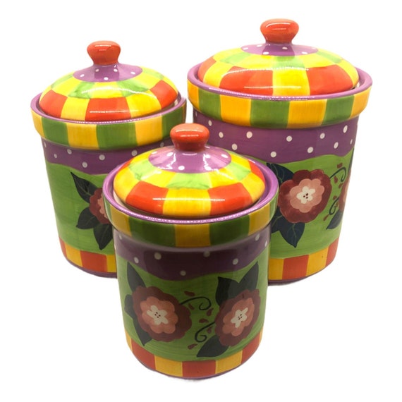 3-Piece Ceramic Canister Set with Matching Airtight Lids Storage