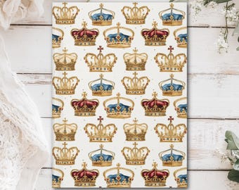 Royal Crowns Hardcover Journal (Matte laminated cover, 150 lined pages with perforations for easy removal)