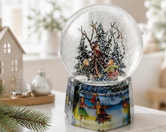 Vintage MusicBox Kingdom Victorian Family Wind Up Musical Snow Globe with Winter Scene Base (Featuring "We Wish You a Merry Christmas")
