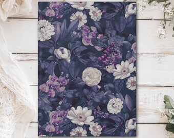 Vintage Purple Floral Hardcover Journal (Matte laminated cover, 150 lined pages with perforations for easy removal)