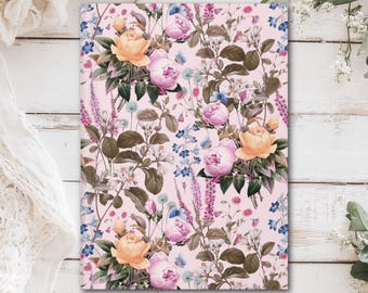 Ethereal Flowers Floral Hardcover Journal (Matte laminated cover, 150 lined pages with perforations for easy removal)