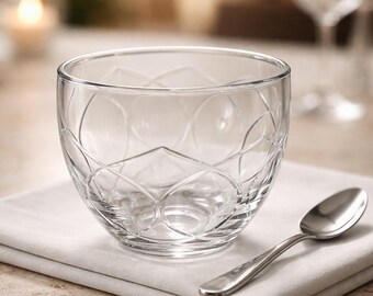 Vintage Etched Crystal Glass Bowl Vase