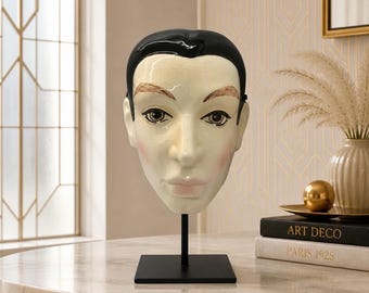 Vintage Cast of Thousands Claudia Cohen Art Deco Hand-Painted Ceramic Rudolph Valentino Mask