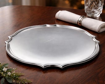 Vintage Silver Washington EPNS Serving Tray with Scalloped Edge – Mid-Century Elegance