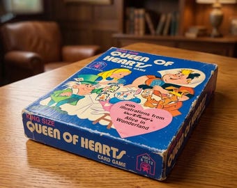 Vintage King Size Queen of Hearts Card Game (with Illustrations from Walt Disney's Alice in Wonderland)