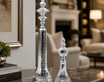 Vintage Mercury Glass Decorative Finials (Set of 2)