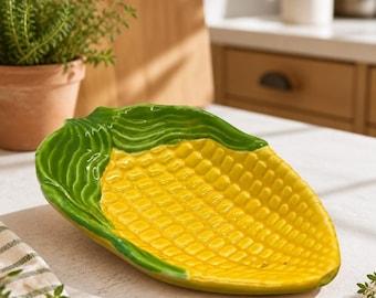 Vintage Ceramic Hand-Painted Corn on the Cob Dish (Made in Japan)