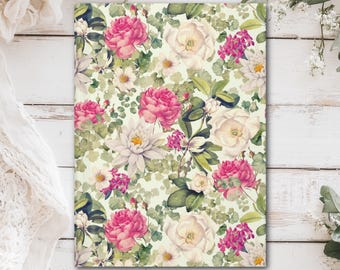 Flowers in Delight Floral Hardcover Journal (Matte laminated cover, 150 lined pages with perforations for easy removal)