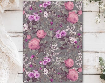 Romantic Flowers Floral Hardcover Journal (Matte laminated cover, 150 lined pages with perforations for easy removal)