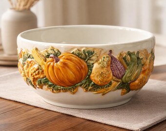 Vintage A la Carte Ceramic Garden Harvest Serving Bowl (Made by JCPenney)