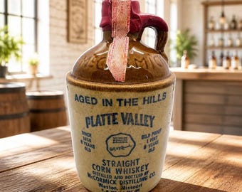 Vintage McCormick Distilling Co. Platte Valley Straight Corn Whiskey Stoneware Jug