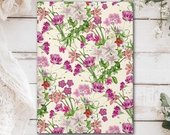 Powder Pink Floral Hardcover Journal (Matte laminated cover, 150 lined pages with perforations for easy removal)