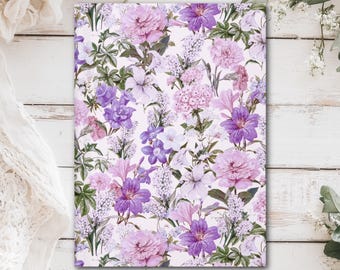 Lavender Pink Floral Hardcover Journal (Matte laminated cover, 150 lined pages with perforations for easy removal)