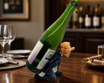 Vintage James the Butler Resin Wine Bottle Holder – Retro 1980s Kitsch Barware