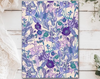 Subtle Purple Floral Hardcover Journal (Matte laminated cover, 150 lined pages with perforations for easy removal)