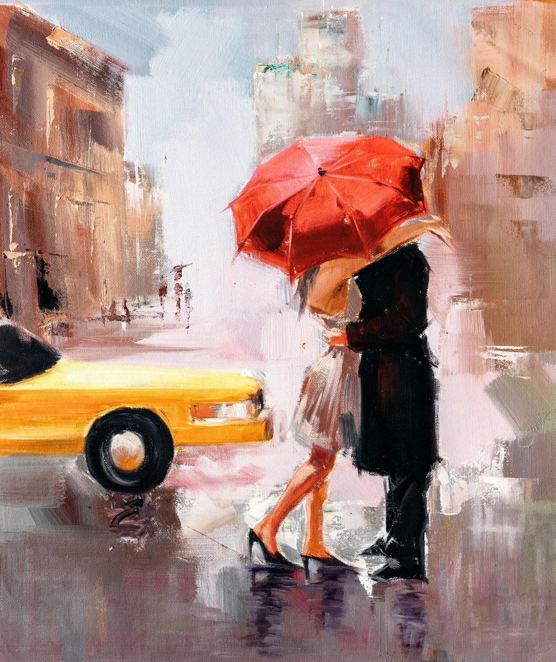 Reproduction Couple Under Umbrella Home Wall Art Etsy