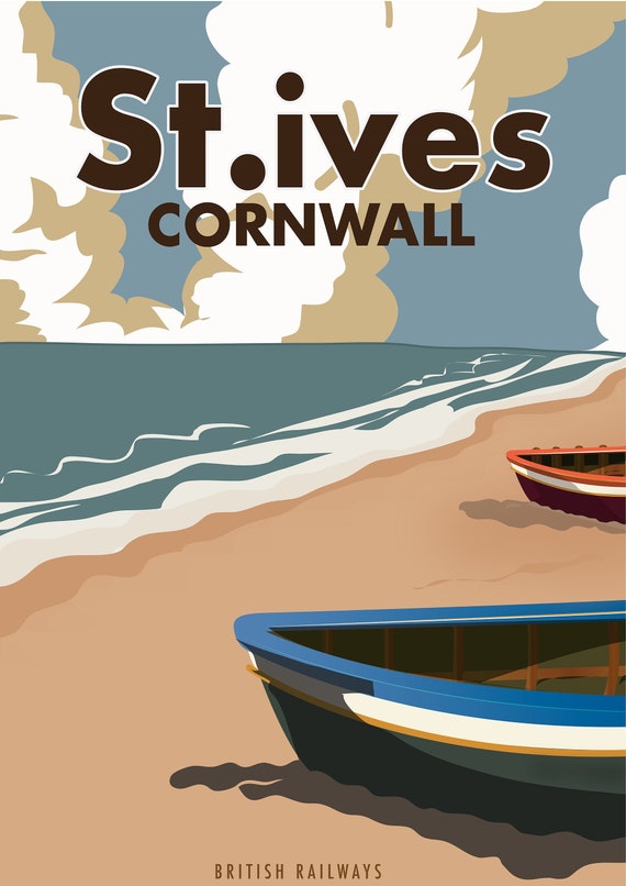 St Cornwall England Great Britain Vintage Travel Advertisement Poster Ives