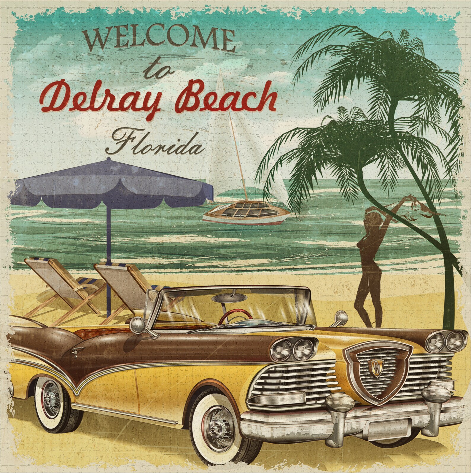 Reproduction Delray Beach Florida Vintage Poster Etsy