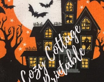 Halloween Haunted House Printable/ Scry Halloween Digital Wall Art/  Halloween Party Printables