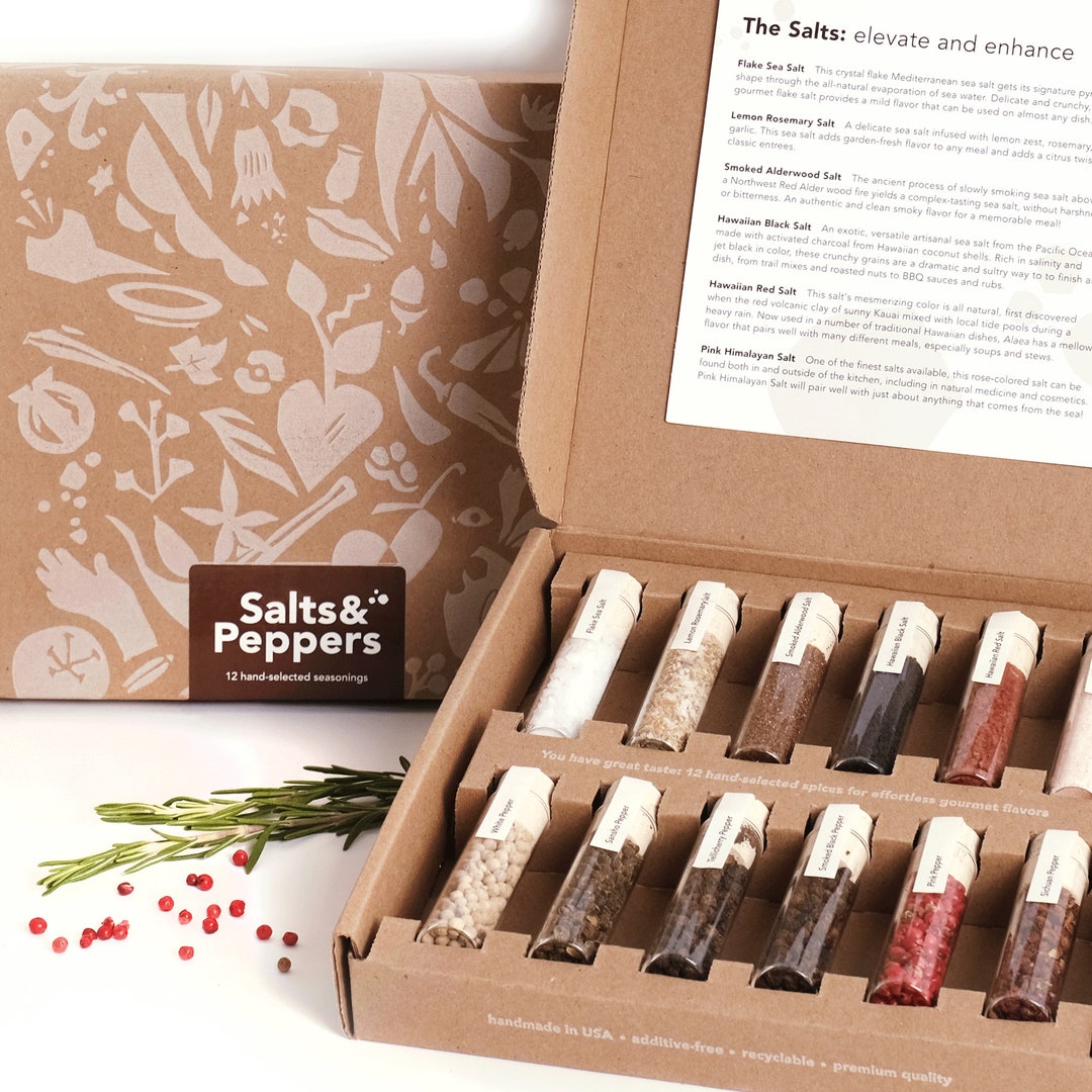 Salt & Pepper Gift Box L Spice and Seasoning Set for Cooking L 6 Salt