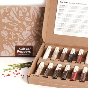 Salt & Pepper Gift Box l Spice and Seasoning Set for Cooking l 6 Salt, 6 Peppers l Grill Gift Set for Men, Women l Anniversary Birthday Gift