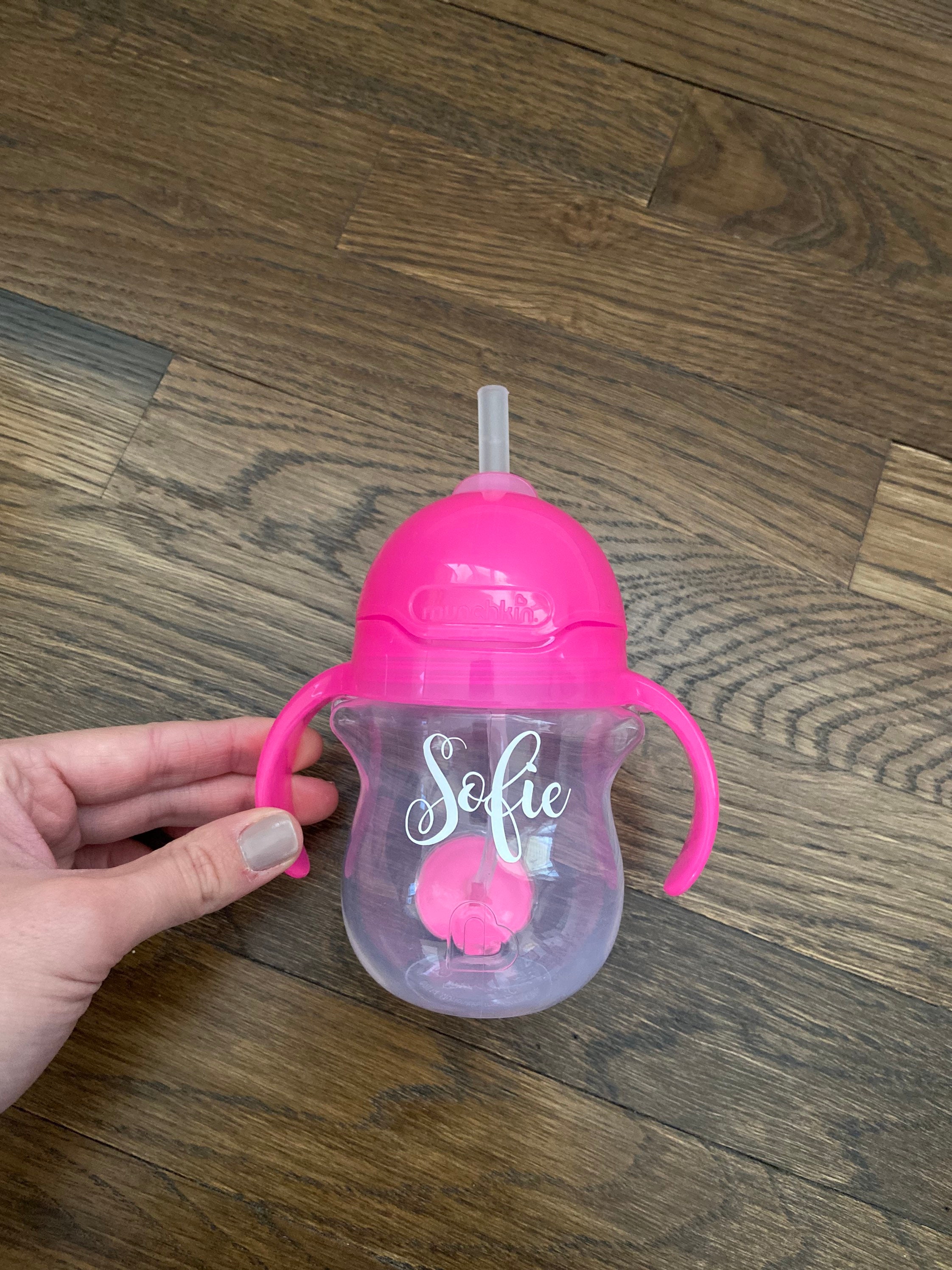 Personalized Munchkin Weighted Straw Cup With Handles Daycare Gift Sippy Cup  Preschool Toddler Gift Toddler Stocking Stuffer 
