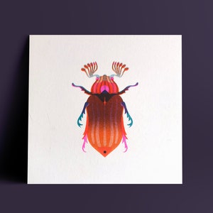 Beetle - postcard & envelope - Risography