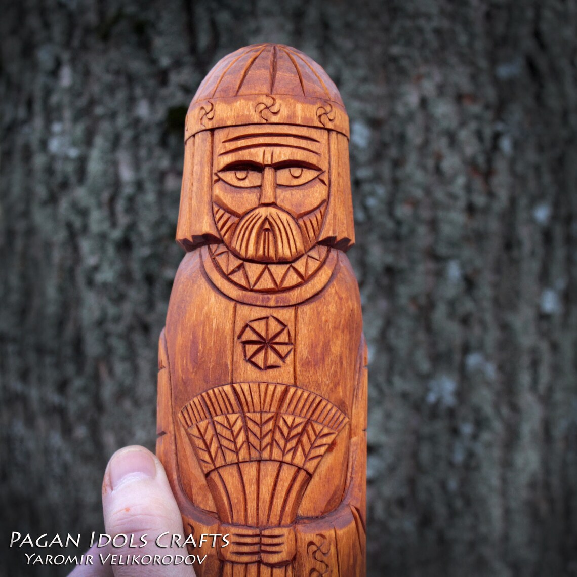 Yarilo is a carved wooden statue of a figure the Slavic god | Etsy
