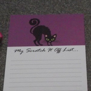 Black Cat Note Pad / Lined Notepad / To Do List / Scaredy Cat / Purple / Scary / Spooky / Halloween / Desk Accessory / Gift / Fun / Cute!!!