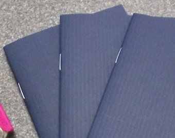 3 Blank Notebooks / Note Books / Journals / Sketch Books / Smooth Blue Covers / Blank White Pages / Stapled / 3.375" x 5.375" / Pockets!!!