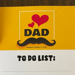 Happy Father’s Day Note Pad / Lined Notepad / To Do List / Papa / Coeurs / Moustache / Jaune / Fun / Accessoire de bureau / Cadeau / Mignon!!!