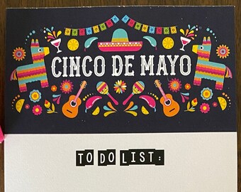 Cinco de Mayo Note Pad / Lined Notepad / To Do List / Colorful / Fiesta / May / Party / Pinatas / Fun / Desk Accessory / Gift / Cute!!!