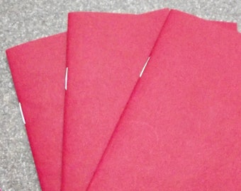 3 Blank Notebooks / Note Books / Journals / Sketch Books / Red Covers / Blank White Pages / Stapled / 3.375" x 5.375" / Handy / Pockets!!!
